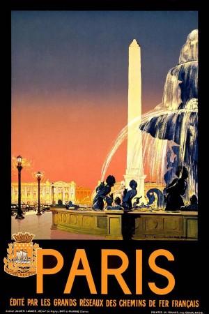 Obelisk in Paris vintage travel poster